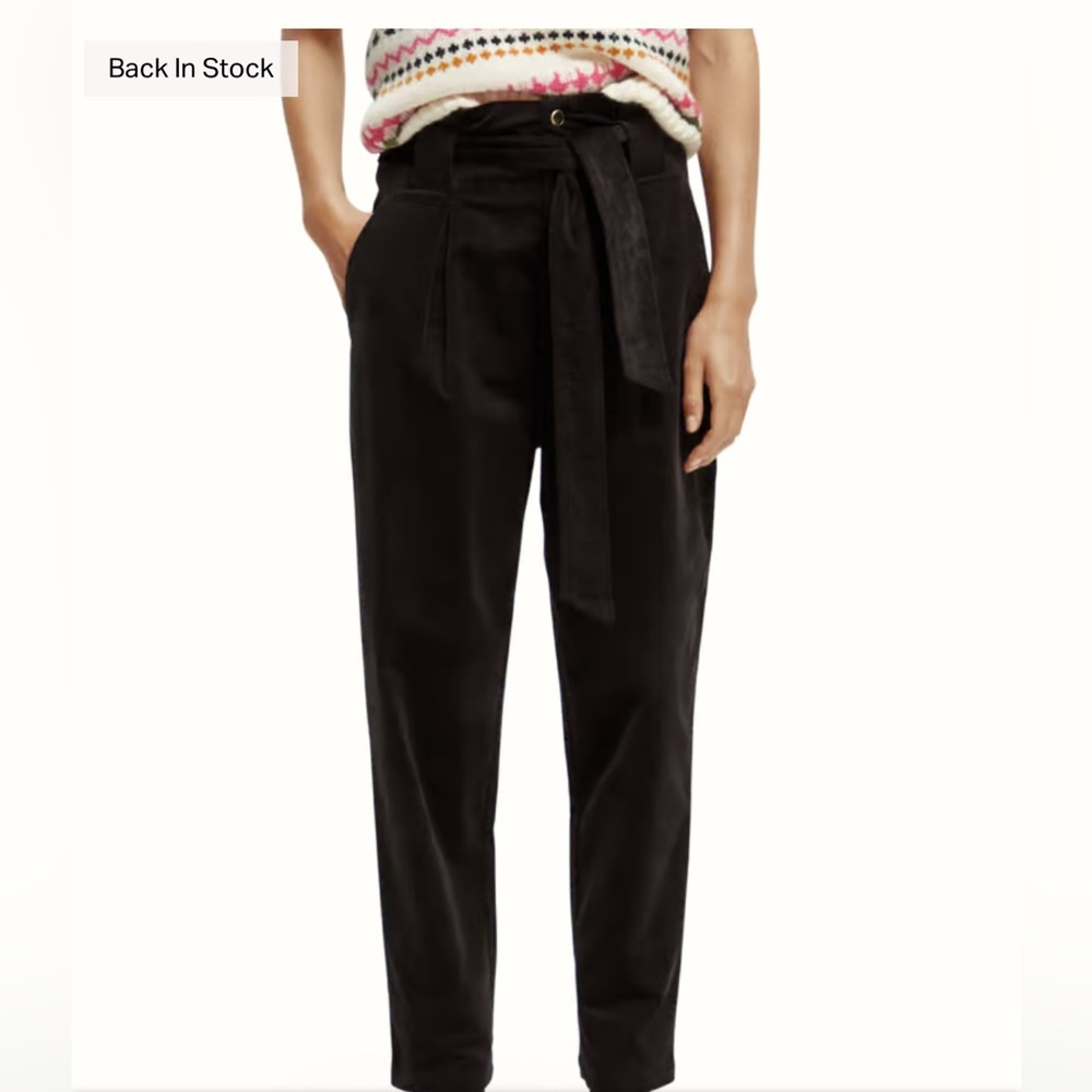 New!  Scotch & Soda‎ The Daisy High Rise Paper Bag Trousers in black corduroy